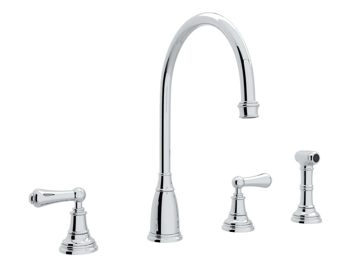 Perrin & Rowe U.4736 Georgian Era Two Handle Kitchen Faucet With Side Spray