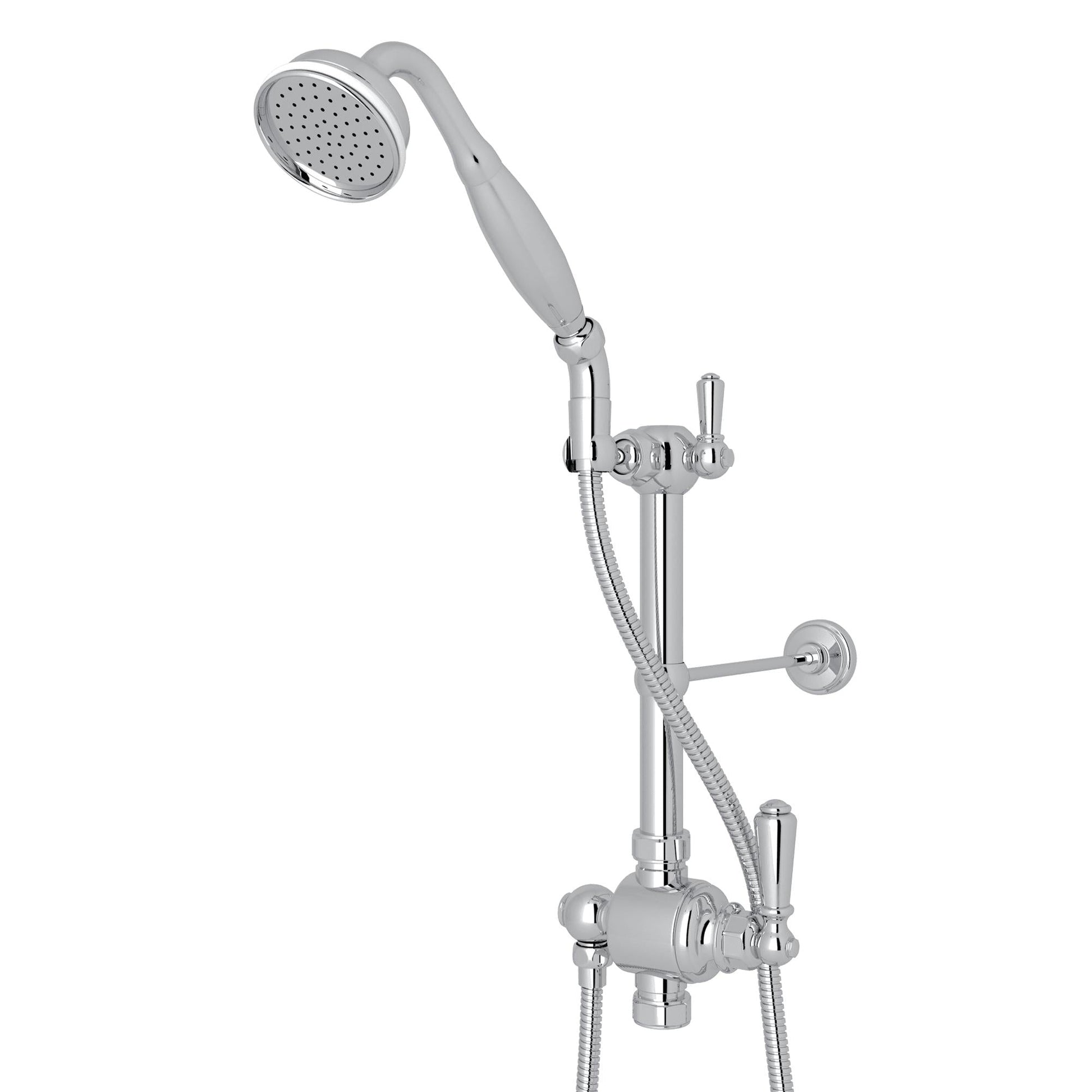 Perrin & Rowe U.5373N Riser Diverter, Handshower, Handshower Holder, Hose and 8" Thermostatic Outlet
