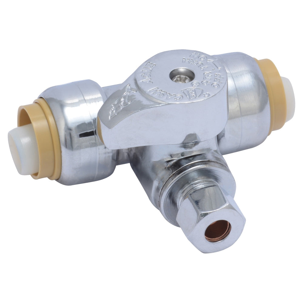 SharkBite 24983 Tee Stop, 1/2 x 1/2 x 1/4 in, Push-to-Connect x Push-to-Connect x Compression, 200 psi Pressure