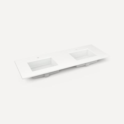 Robern Engineered Stone Top Quartz Stone Vanity Top, 61" x 3/4" x 22", Double Undercounter Sink, Single Hole