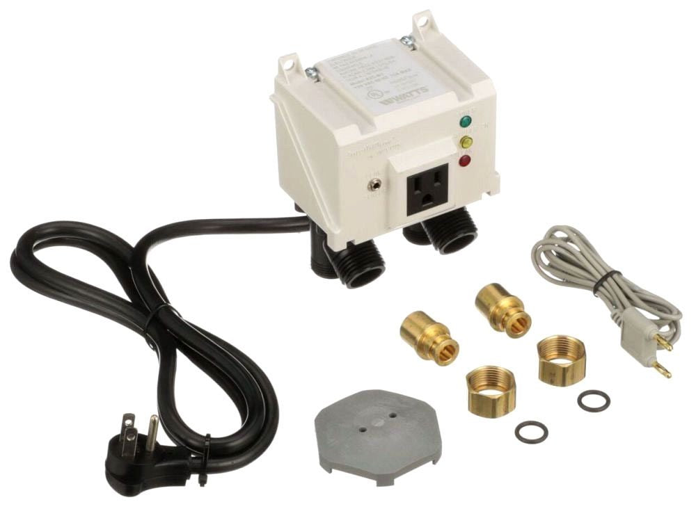 Watts 0004640 1/2" Automatic Washing Machine Water Shutoff Valve with Leak Sensor + Inlet Adapters