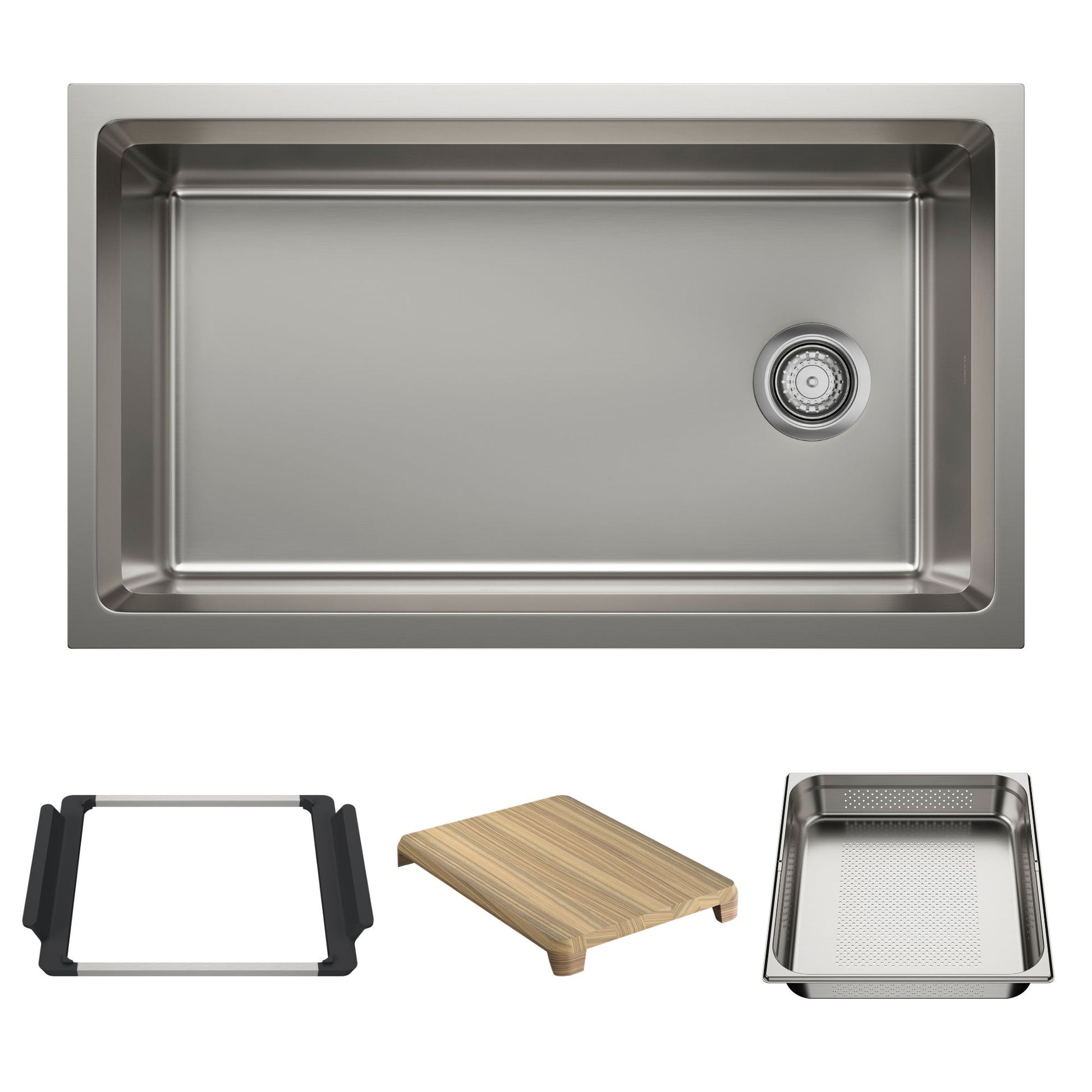 BLANCO Inteos 33" Single Bowl Reversible Undermount Stainless Steel Workstation Kitchen Sink - Satin Polish