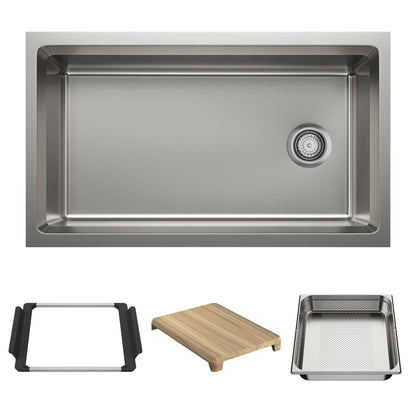 BLANCO Inteos 33" Single Bowl Reversible Undermount Stainless Steel Workstation Kitchen Sink - Satin Polish