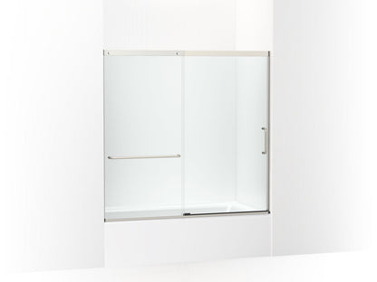 KOHLER K-707618-8L Elate Sliding bath door, 56-3/4" H x 56-1/4 - 59-5/8" W with heavy 5/16" thick Crystal Clear glass