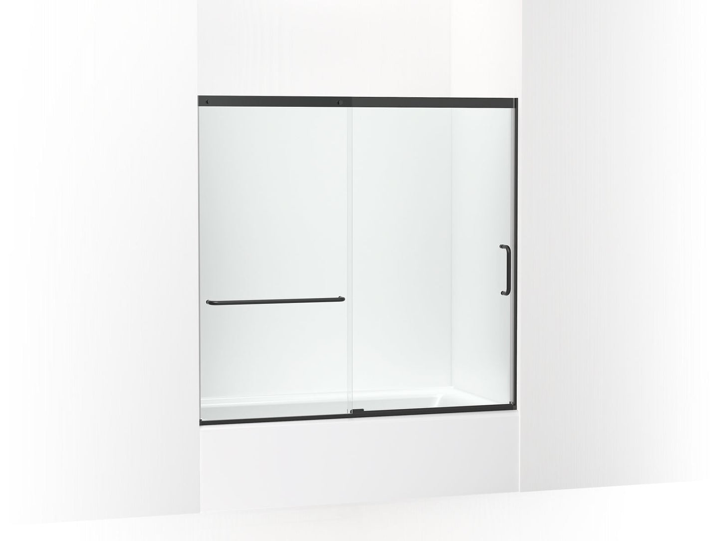 KOHLER K-707618-8L Elate Sliding bath door, 56-3/4" H x 56-1/4 - 59-5/8" W with heavy 5/16" thick Crystal Clear glass