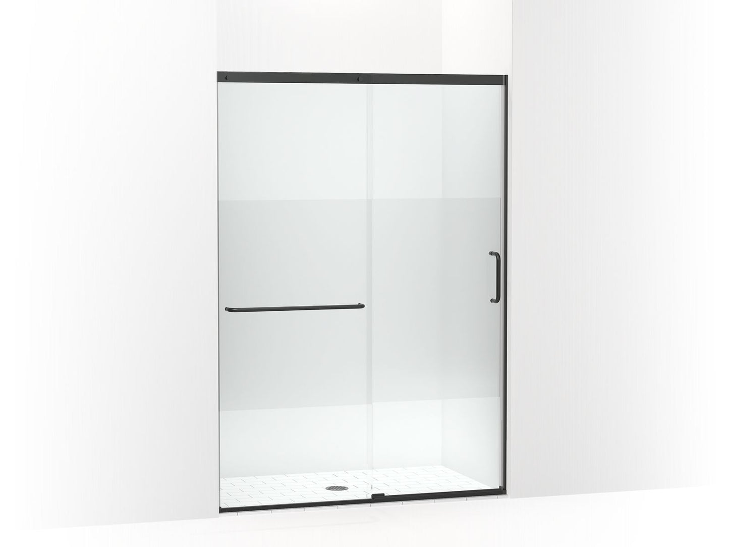 KOHLER K-707614-8G81 Elate Sliding shower door, 75-1/2" H x 50-1/4 - 53-5/8" W, with heavy 5/16" thick Crystal Clear glass with privacy band