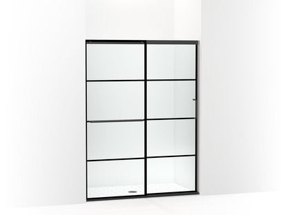 KOHLER K-707607-6G79 Elate Sliding shower door, 70-1/2" H x 50-1/4 - 53-5/8" W, with 1/4" thick Crystal Clear glass with rectangular grille pattern