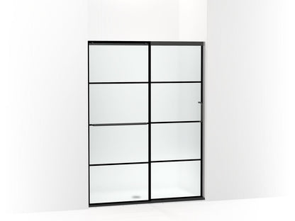 KOHLER K-707607-6G80 Elate Sliding shower door, 70-1/2" H x 50-1/4 - 53-5/8" W, with 1/4" thick Frosted glass with rectangular grille pattern