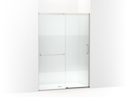 KOHLER K-707614-8G81 Elate Sliding shower door, 75-1/2" H x 50-1/4 - 53-5/8" W, with heavy 5/16" thick Crystal Clear glass with privacy band