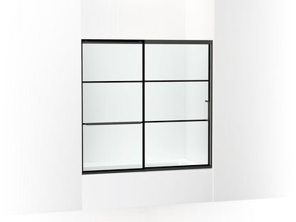KOHLER K-707618-8G79 Elate Sliding bath door, 56-3/4" H x 56-1/4 - 59-5/8" W with heavy 5/16" thick Crystal Clear glass with rectangular grille pattern