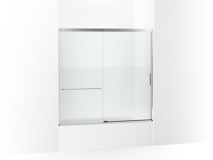 KOHLER K-707618-8G81 Elate Sliding bath door, 56-3/4" H x 56-1/4 - 59-5/8" W with heavy 5/16" thick Crystal Clear glass with privacy band