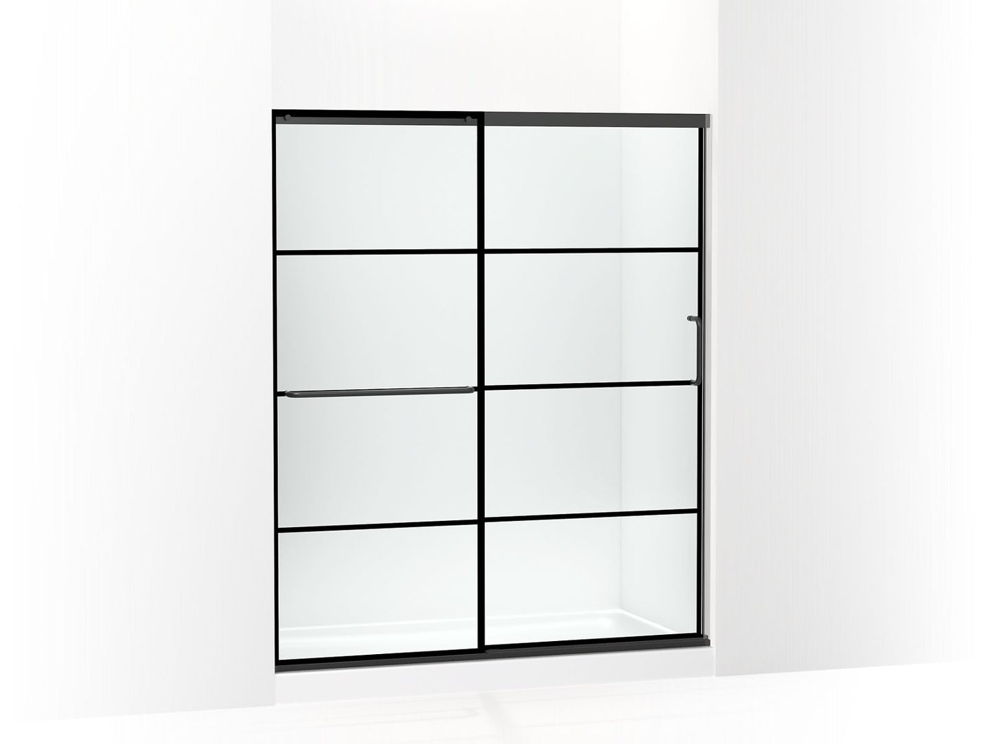KOHLER K-707608-6G79 Elate Sliding shower door, 70-1/2" H x 56-1/4 - 59-5/8" W, with 1/4" thick Crystal Clear glass with rectangular grille pattern