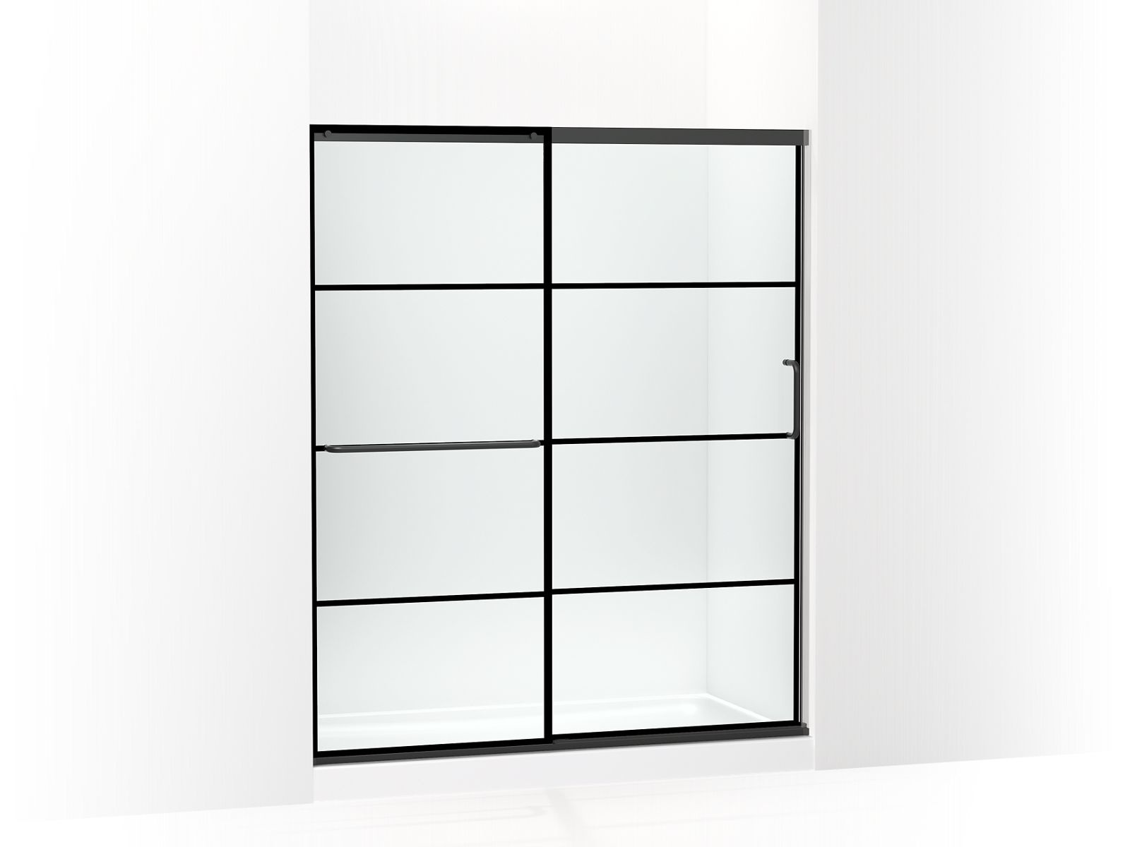 KOHLER K-707608-6G79 Elate Sliding shower door, 70-1/2" H x 56-1/4 - 59-5/8" W, with 1/4" thick Crystal Clear glass with rectangular grille pattern
