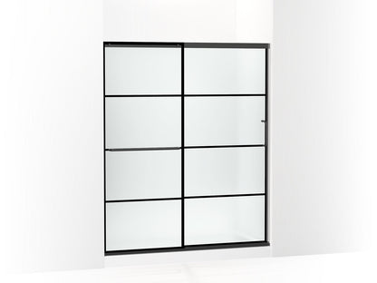 KOHLER K-707608-6G80 Elate Sliding shower door, 70-1/2" H x 56-1/4 - 59-5/8" W, with 1/4" thick Frosted glass with rectangular grille pattern