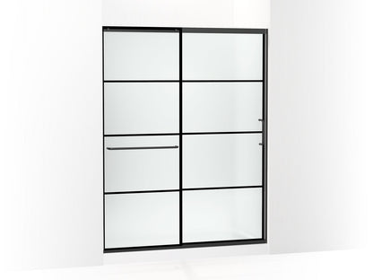 KOHLER K-707615-8G80 Elate Sliding shower door, 75-1/2" H x 56-1/4 - 59-5/8" W, with heavy 5/16" thick Frosted glass with rectangular grille pattern