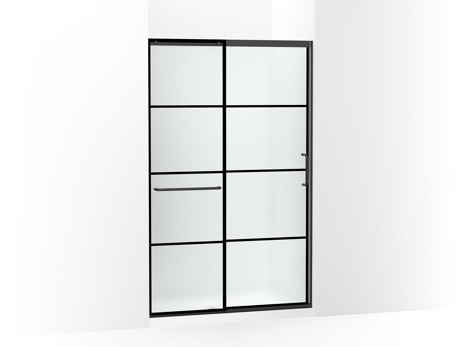 KOHLER K-707613-8G80 Elate Sliding shower door, 75-1/2" H x 44-1/4 - 47-5/8" W, with heavy 5/16" thick Frosted glass with rectangular grille pattern