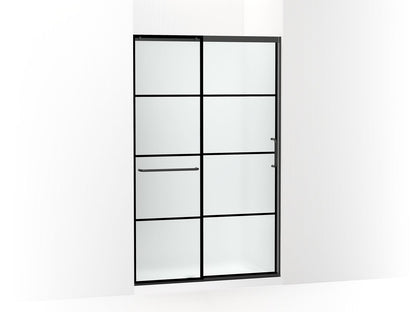 KOHLER K-707613-8G80 Elate Sliding shower door, 75-1/2" H x 44-1/4 - 47-5/8" W, with heavy 5/16" thick Frosted glass with rectangular grille pattern