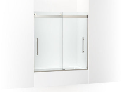 KOHLER K-702419-L Levity Plus Frameless sliding bath door, 61-9/16" H x 56-5/8 - 59-5/8" W, with 5/16"-thick Crystal Clear glass