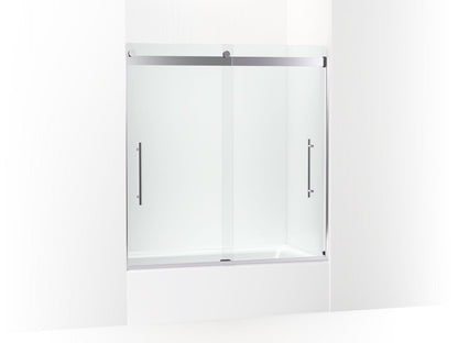 KOHLER K-702425-L Levity Plus Frameless sliding bath door, 61-9/16" H x 56-5/8 - 59-5/8" W, with 3/8"-thick Crystal Clear glass