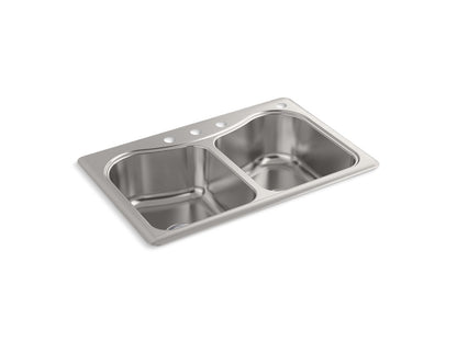 KOHLER K-3369-4 Staccato 33" top-mount double-bowl kitchen sink