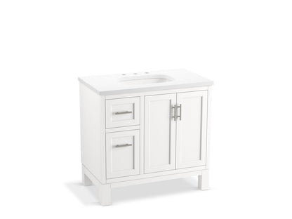 KOHLER K-31244-ASB Quo 36" bathroom vanity cabinet with sink and quartz top