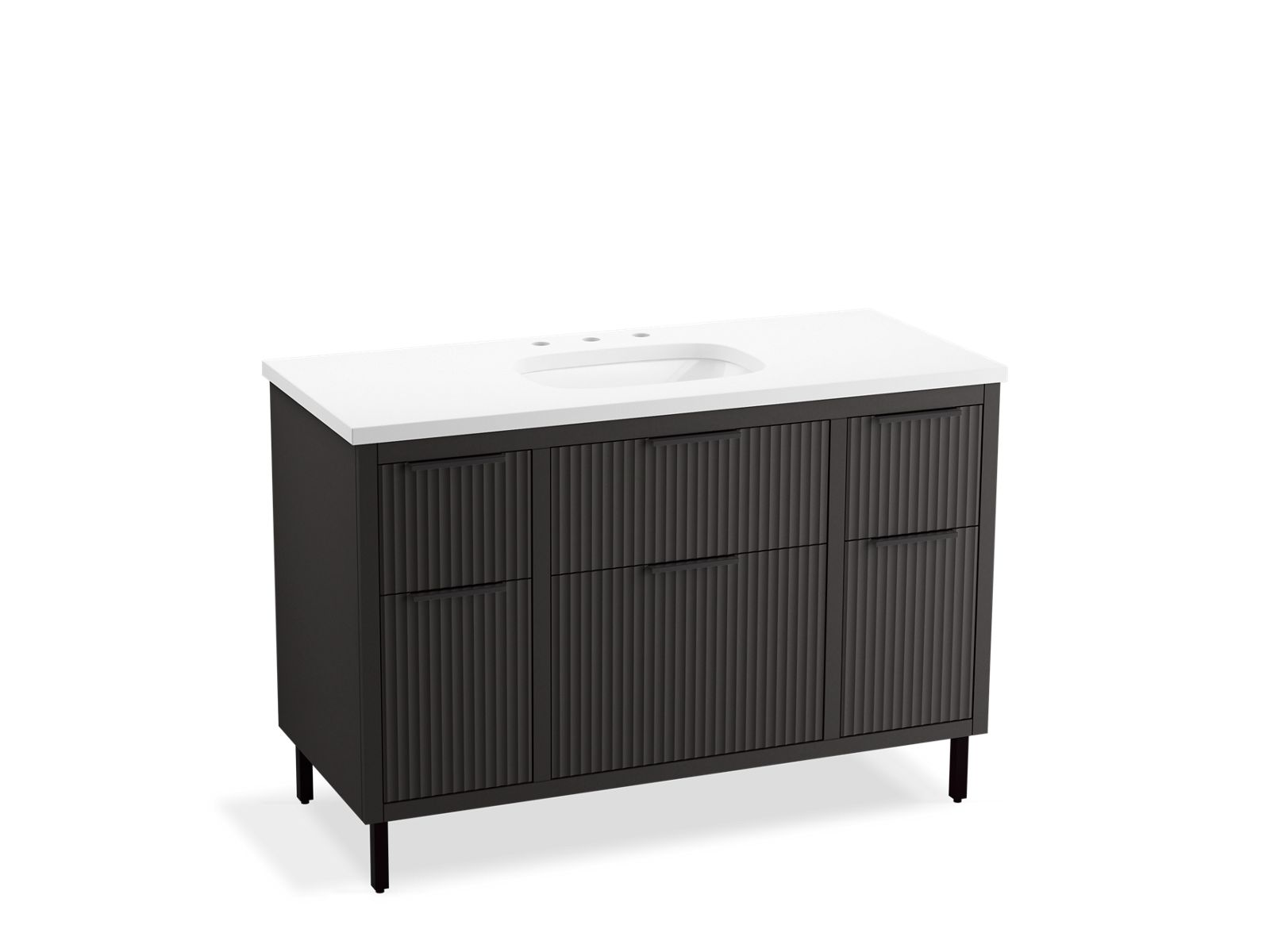 KOHLER K-32172-ASB Spacity 48" wall-hung bathroom vanity cabinet with sink and quartz top