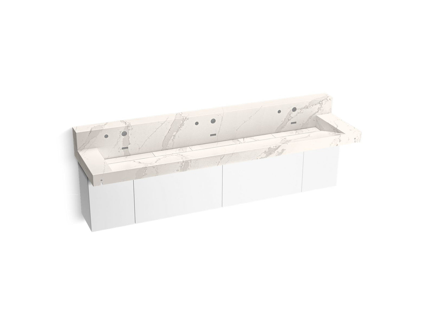 KOHLER K-81028-BPW Constellation 90" wall-mount trough lavatory system with backsplash