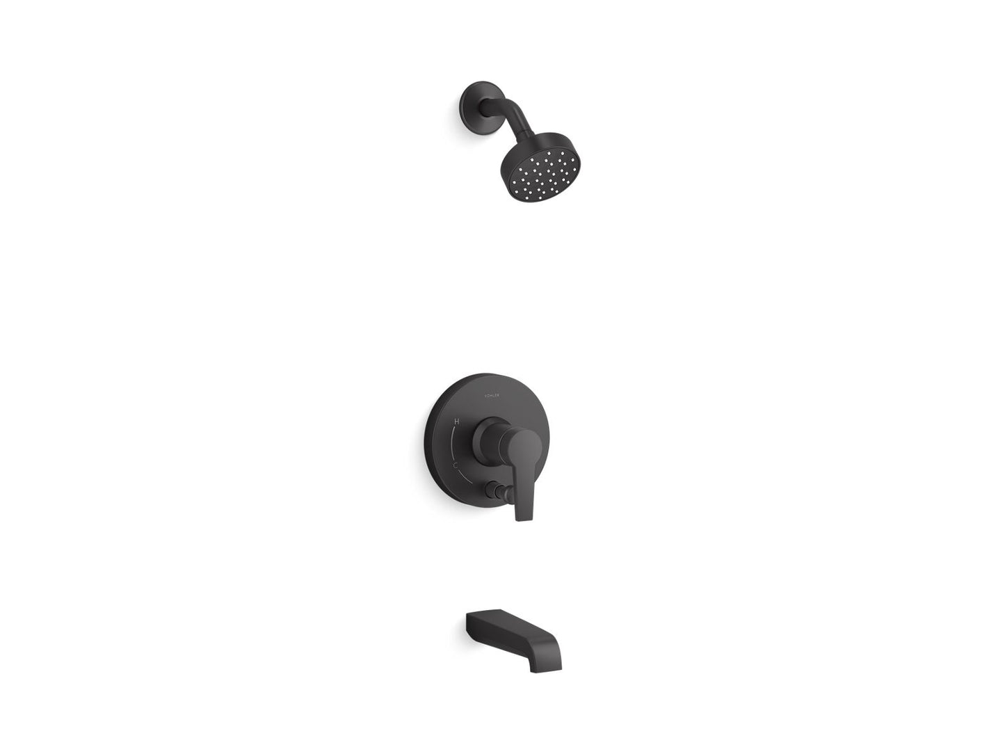 KOHLER Pitch Rite-Temp bath and shower trim kit with push-button diverter and lever handle, 2.5 gpm