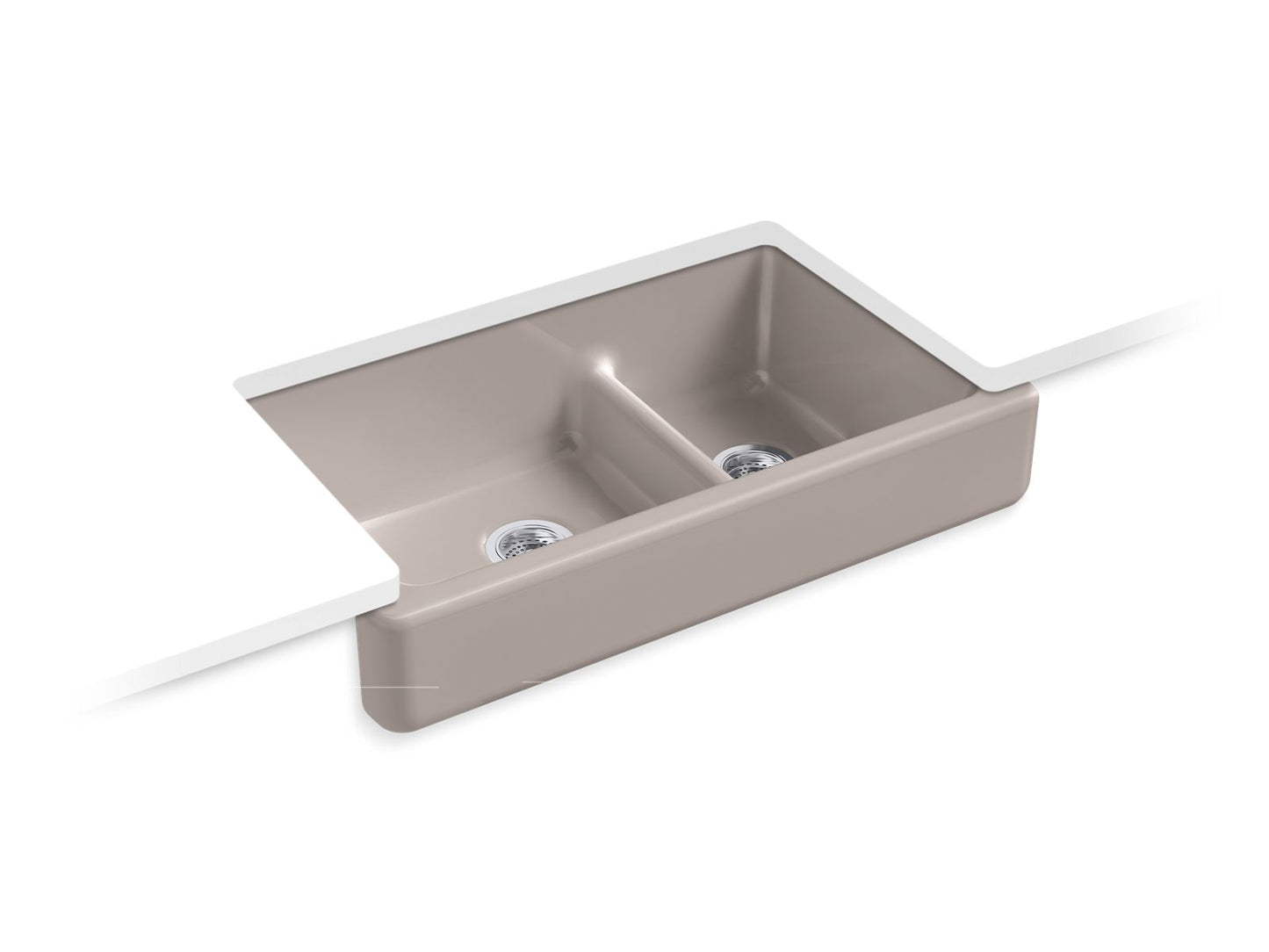 KOHLER K-6426 Whitehaven Smart Divide 35-1/2" undermount double-bowl farmhouse kitchen sink with short apron