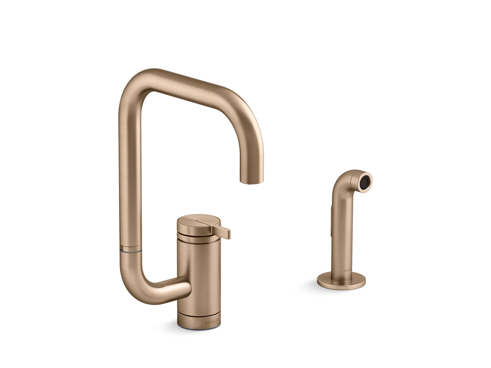 KOHLER K-28274 Components Single-handle kitchen sink faucet with two-function extended-reach spout and side sprayer