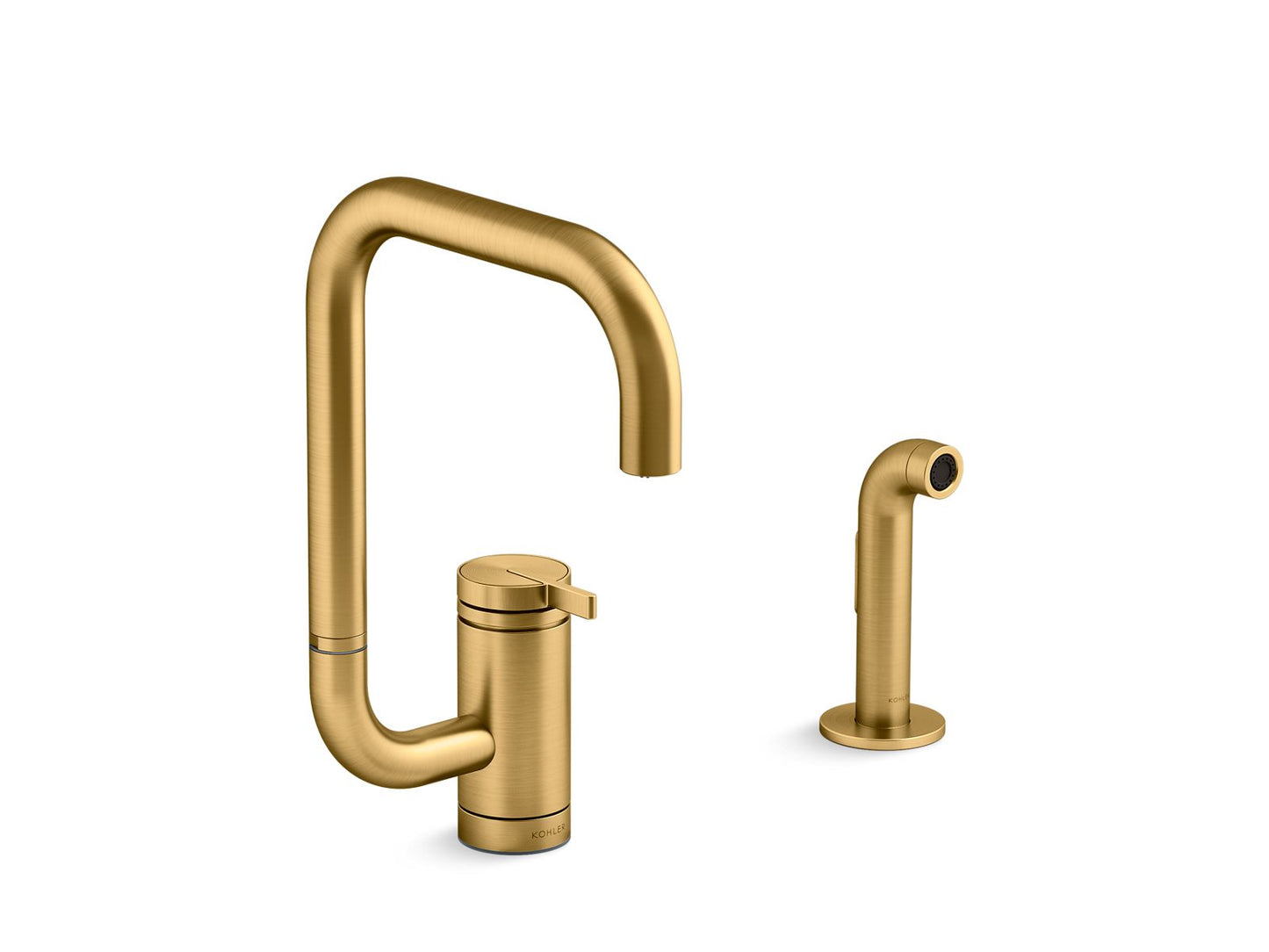 KOHLER K-28274 Components Single-handle kitchen sink faucet with two-function extended-reach spout and side sprayer