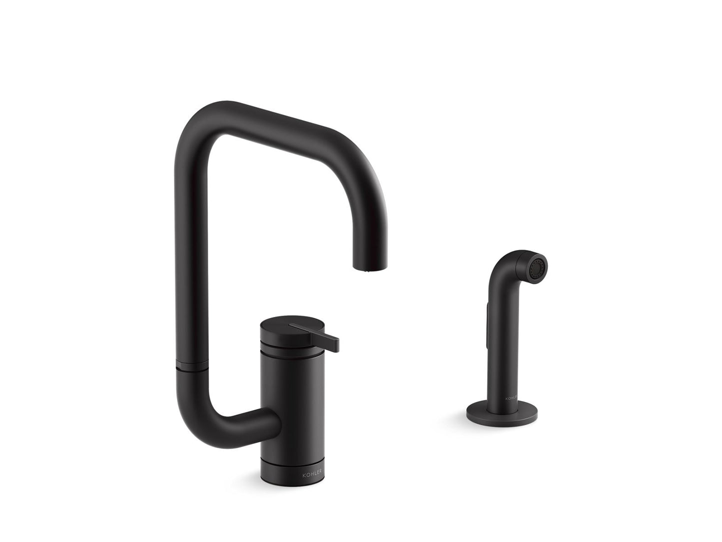 KOHLER K-28274 Components Single-handle kitchen sink faucet with two-function extended-reach spout and side sprayer