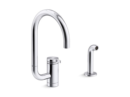 KOHLER K-28272 Components Single-handle kitchen sink faucet with two-function extended-reach spout and side sprayer