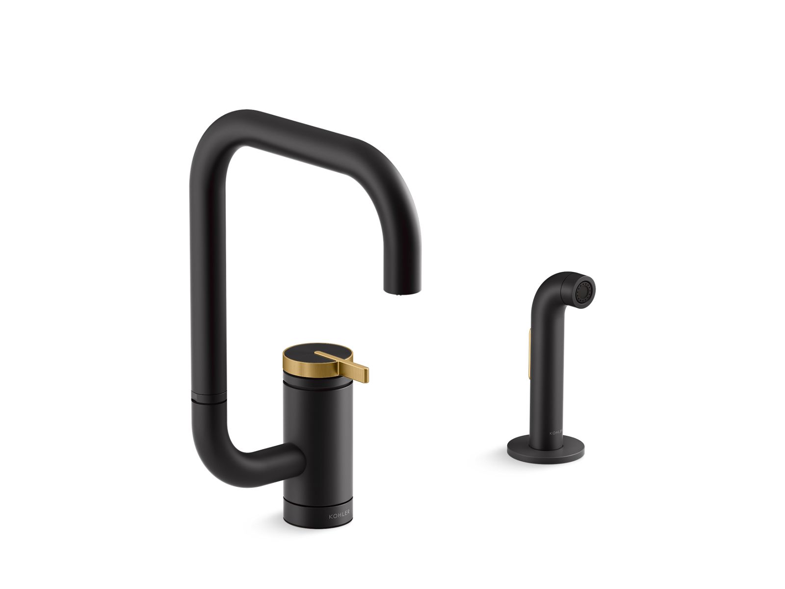 KOHLER K-28274 Components Single-handle kitchen sink faucet with two-function extended-reach spout and side sprayer