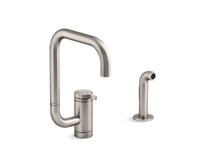 KOHLER K-28274 Components Single-handle kitchen sink faucet with two-function extended-reach spout and side sprayer