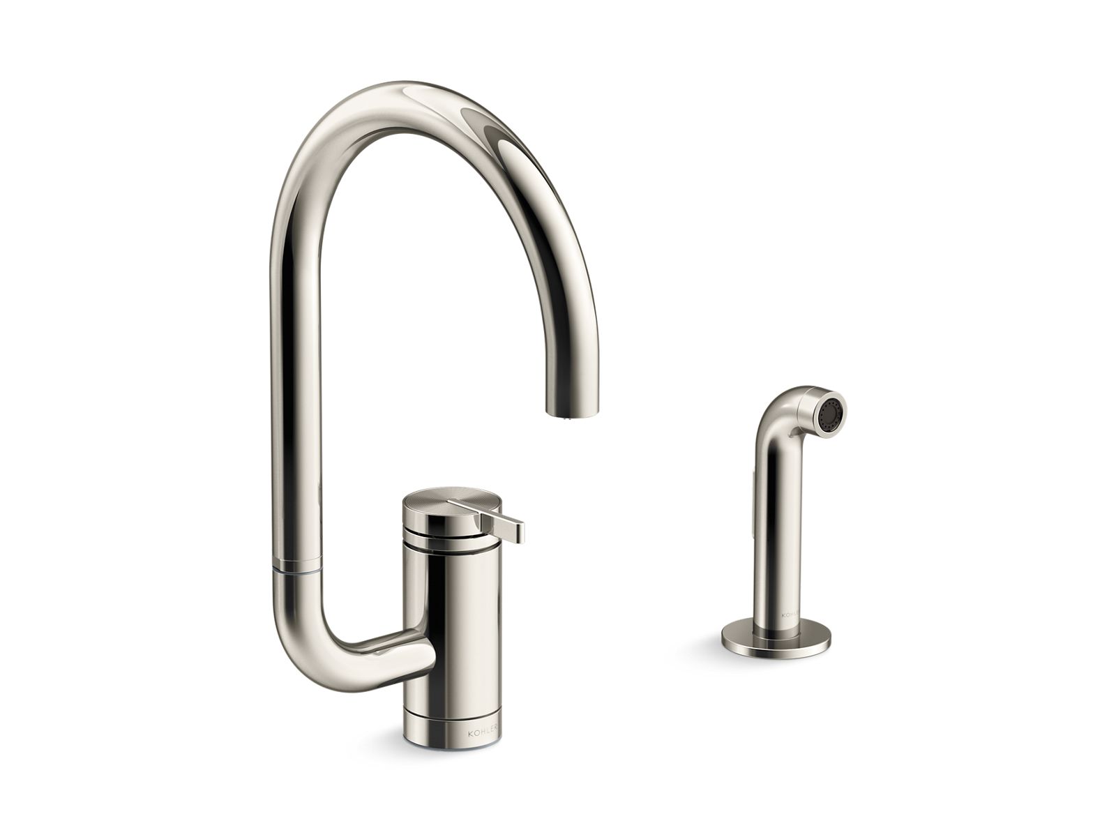 KOHLER K-28272 Components Single-handle kitchen sink faucet with two-function extended-reach spout and side sprayer