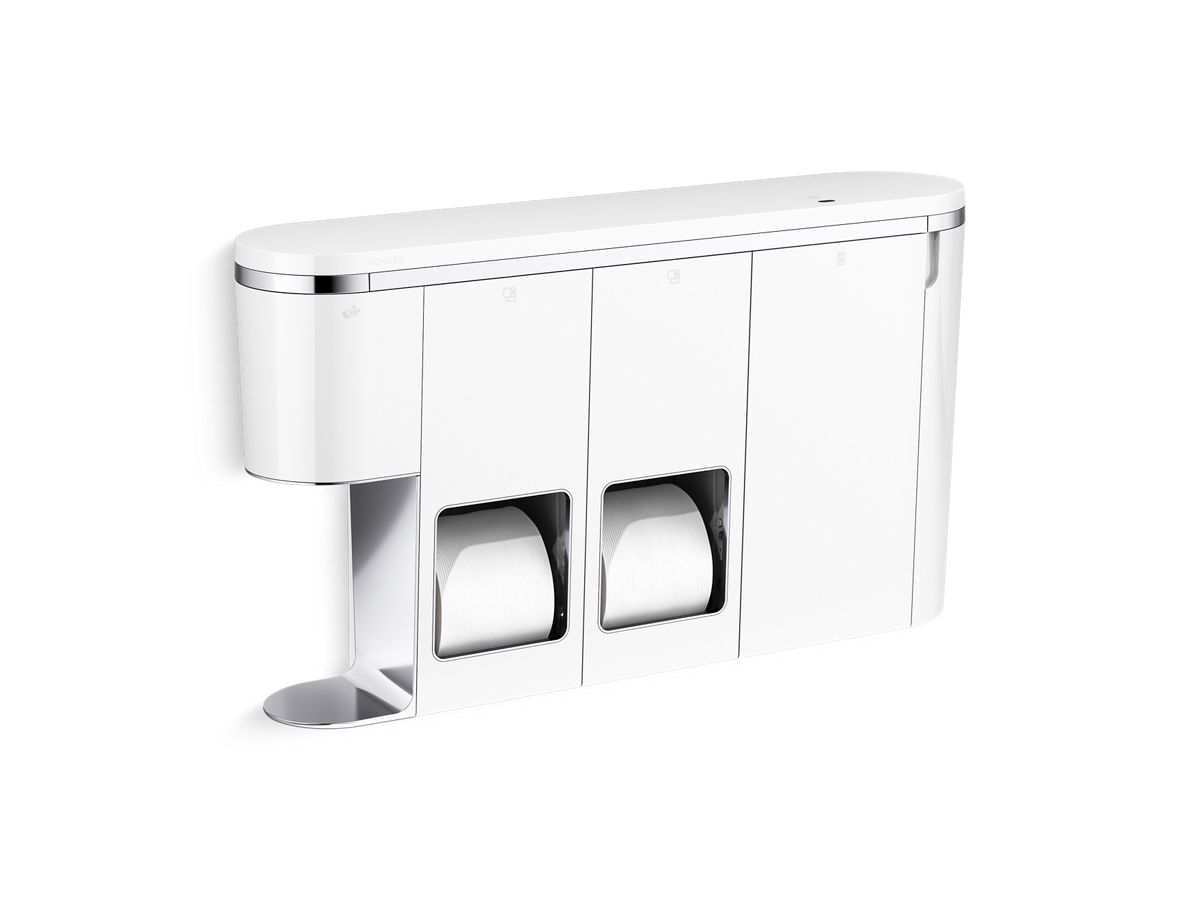 KOHLER K-29154-LWW Clean Haven Hygiene Station with Dual Toilet Paper Dispenser, Left Mount