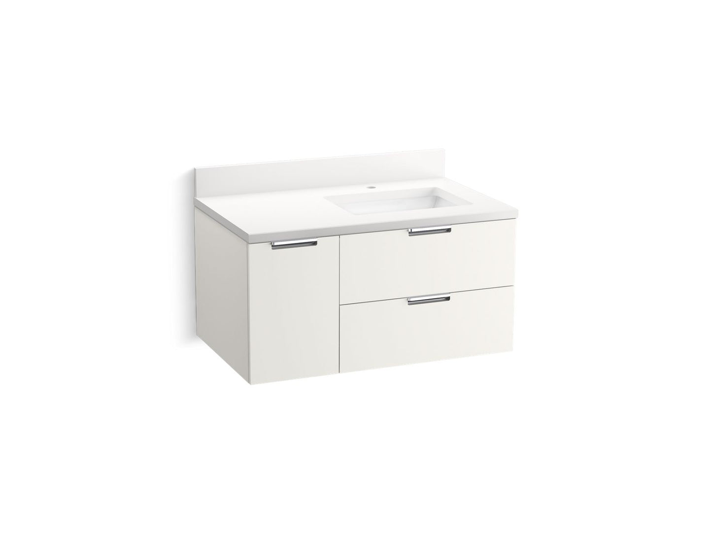 KOHLER Maxstow™ 36" wall-hung bathroom vanity cabinet with sink and quartz top