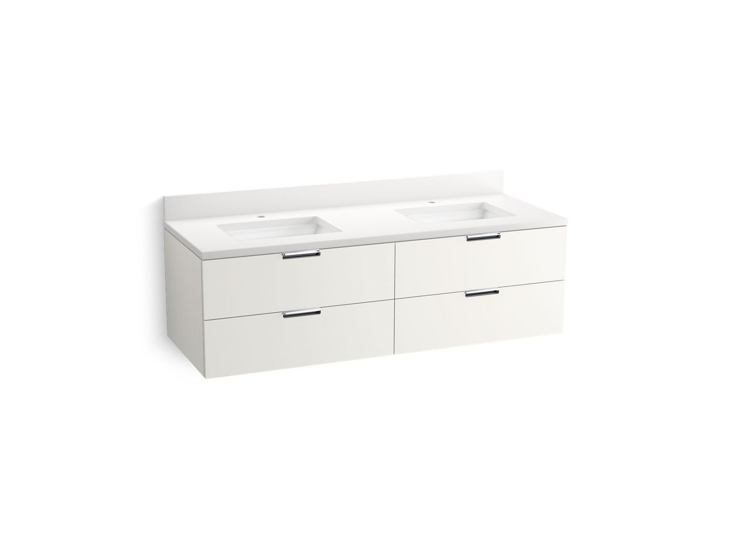 KOHLER Maxstow™ 60" wall-hung bathroom vanity cabinet with sink and quartz top