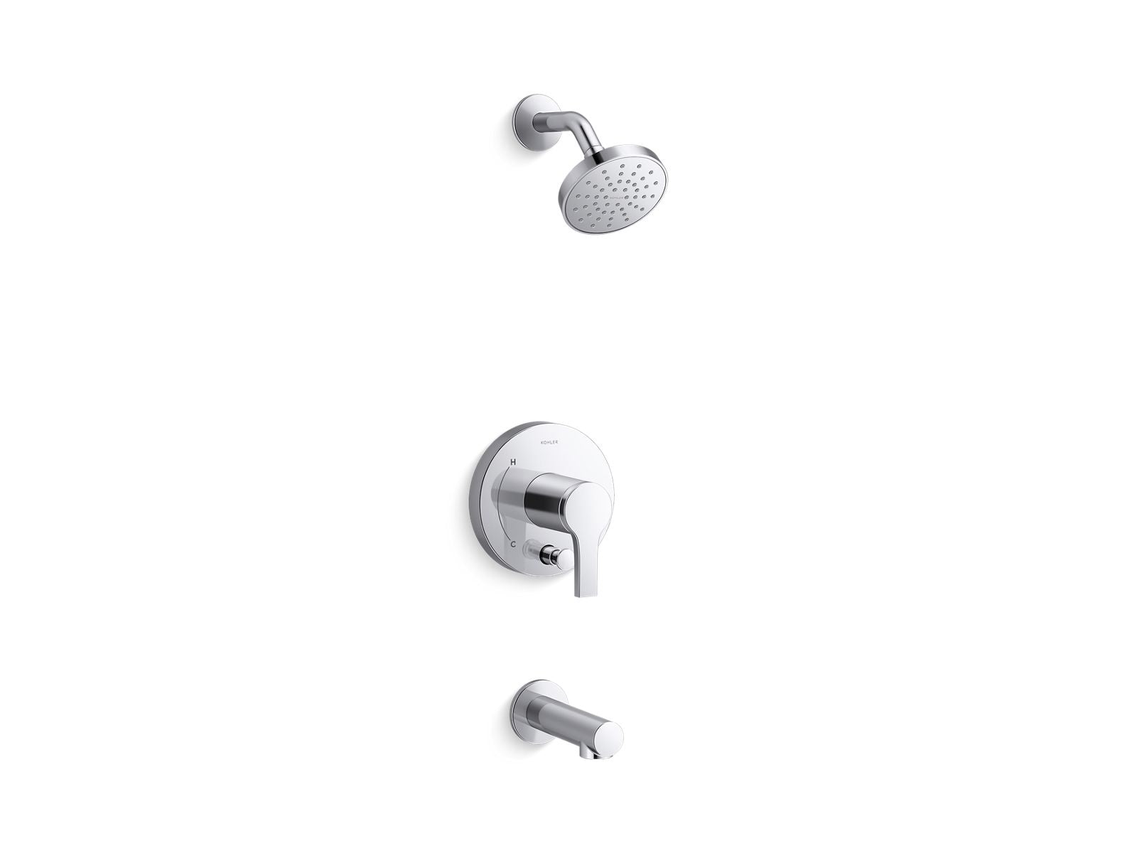 KOHLER Elate Rite-Temp bath and shower trim kit with push-button diverter, 2.5 gpm