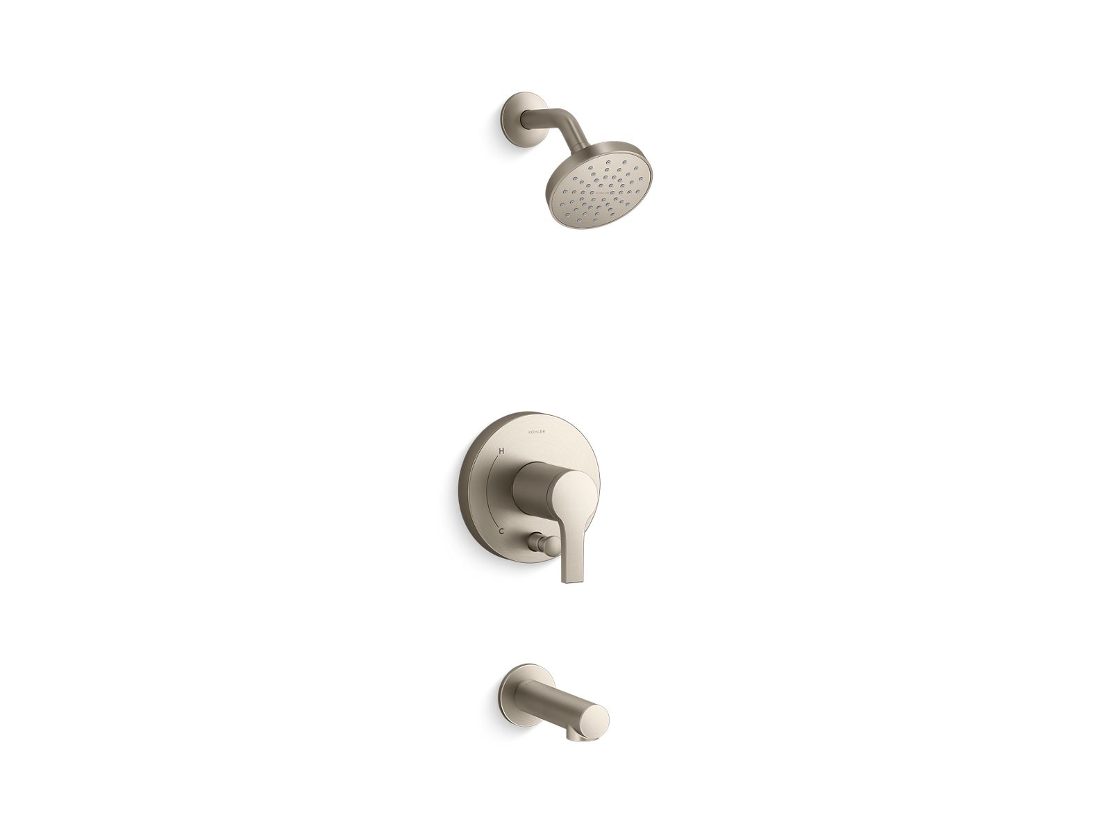 KOHLER Elate Rite-Temp bath and shower trim kit with push-button diverter, 1.5 gpm