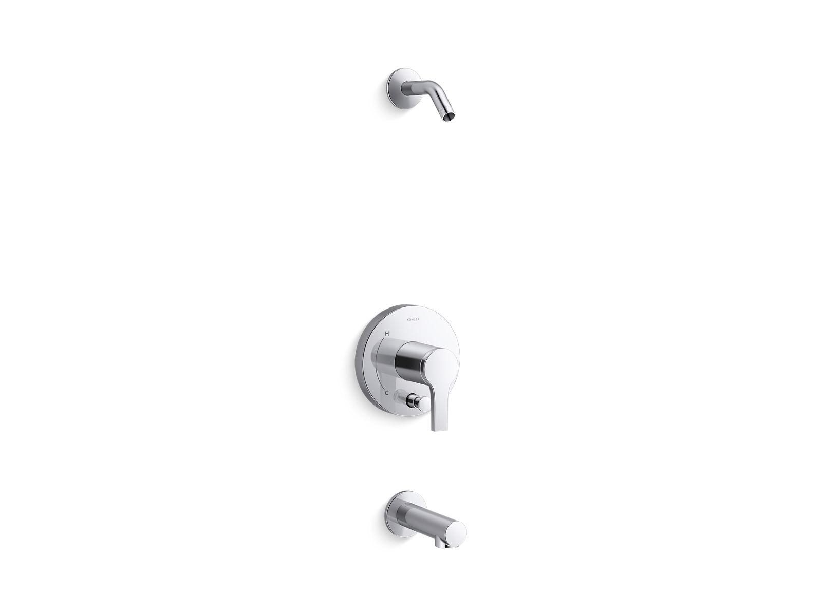 KOHLER Elate Rite-Temp bath and shower trim kit with push-button diverter, without showerhead
