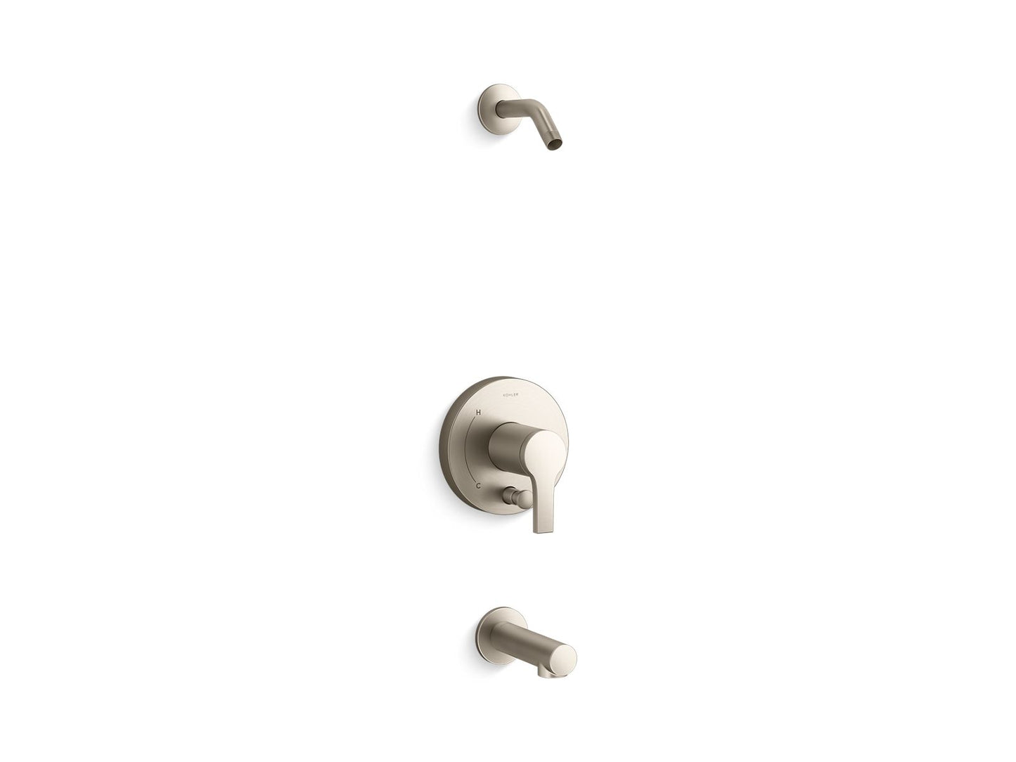 KOHLER Elate Rite-Temp bath and shower trim kit with push-button diverter, without showerhead