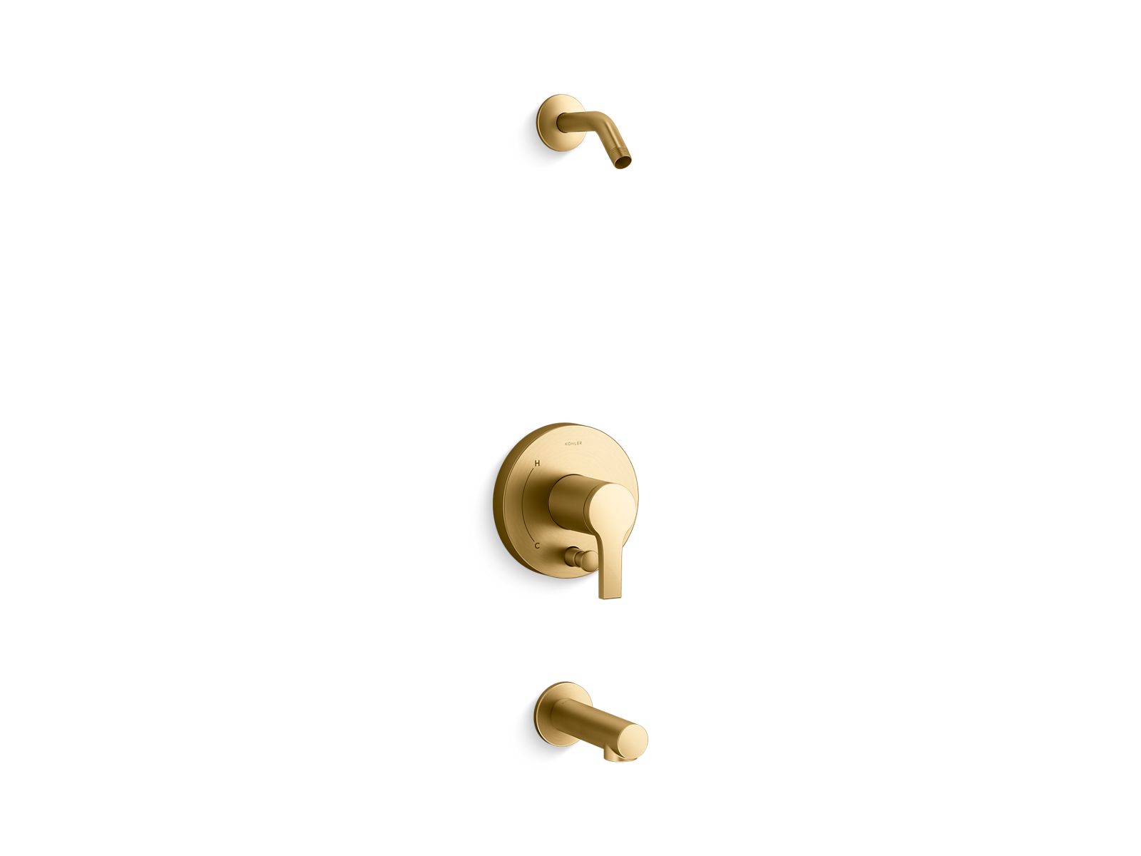 KOHLER Elate Rite-Temp bath and shower trim kit with push-button diverter, without showerhead