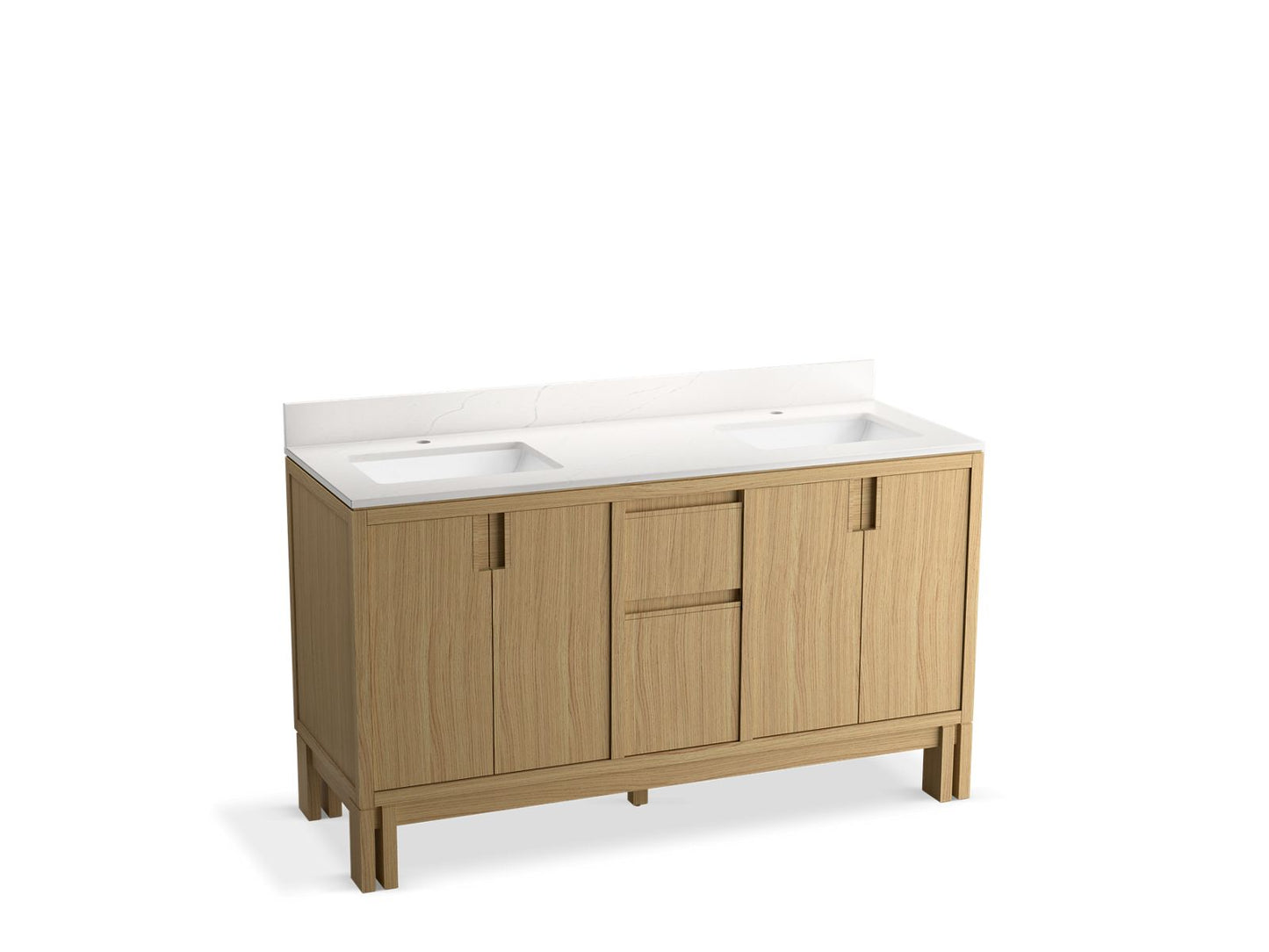 KOHLER Solive™ 60" bathroom vanity cabinet with sinks and quartz top