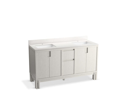 KOHLER Solive™ 60" bathroom vanity cabinet with sinks and quartz top