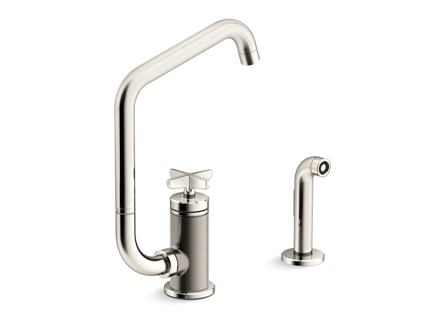 KOHLER Billet™ Single-handle bar sink faucet with two-function extended-reach spout and side sprayer