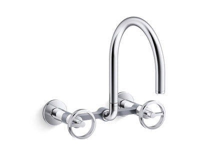 KOHLER Billet™ Two-hole wall-mount bridge kitchen sink faucet