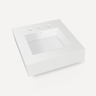 Robern Engineered Stone Top Integrated Basin Vanity Top, 24" x 6" x 23", Center Integrated Sink, Three Hole, For Skaarsgard