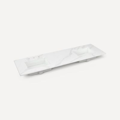 Quartz Stone Vanity Top, 72" x 1-1/8" x 23", Double Undercounter Sink, Three Hole, For Willowmere
